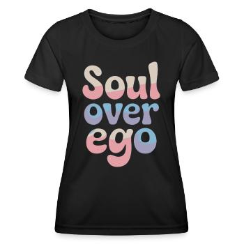 Citation sur la spiritualité de l’âme sur l’ego - T-shirt sport Femme - noir - Devant - AI Model Female 172 light (172cm)