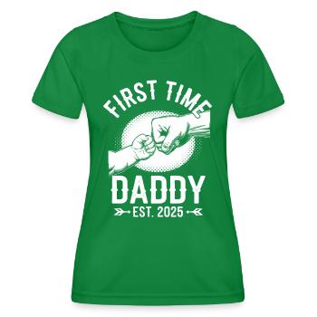 First Time Papa Est. 2025 - Women's Functional T-Shirt - kelly green - Front - AI Model Female 172 dark (172cm)