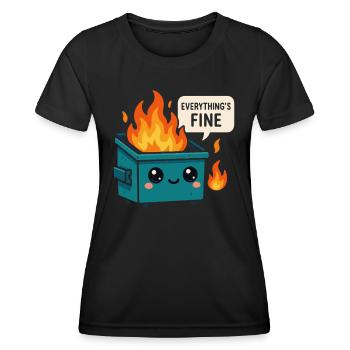 Mème d’incendie de benne à ordures - T-shirt sport Femme - noir - Devant - AI Model Female 172 light (172cm)