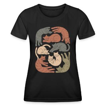 Relaxed Boho Cat Pattern - Women's Functional T-Shirt - black - Front - AI Model Female 172 light (172cm)