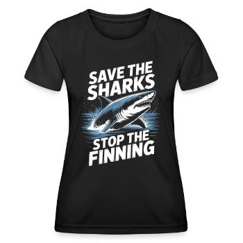 Sauvez les requins, arrêtez l’enlèvement des ailerons - T-shirt sport Femme - noir - Devant - AI Model Female 172 light (172cm)
