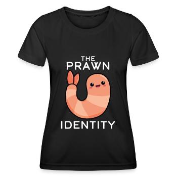 L’identité de la crevette - T-shirt sport Femme - noir - Devant - AI Model Female 172 light (172cm)