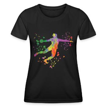Diskuswerfer Colorsplash Diskuswurf - Frauen Funktions-T-Shirt - Schwarz - Vorne - AI Model Female 172 light (172cm)