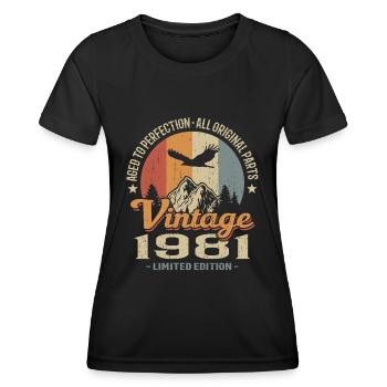 Vintage retro 1981 - T-shirt sport Femme - noir - Devant - AI Model Female 172 light (172cm)