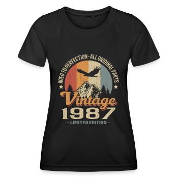 Vintage retro 1987 - T-shirt sport Femme - noir - Devant - AI Model Female 172 light (172cm)