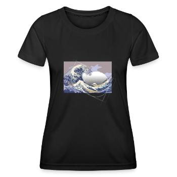 Hokusai rencontre Fibonacci - T-shirt sport Femme - noir - Devant - AI Model Female 172 light (172cm)