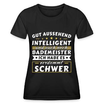Gut aussehend intelligent - Bademeister Edition - Frauen Funktions-T-Shirt - Schwarz - Vorne - AI Model Female 172 light (172cm)