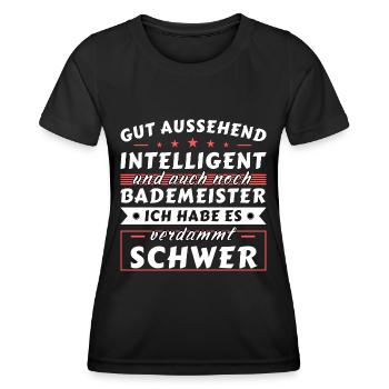 Gut aussehend intelligent - Bademeister Edition - Frauen Funktions-T-Shirt - Schwarz - Vorne - AI Model Female 172 light (172cm)