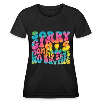 Désolée, la fille maman dit qu’il n’y a pas de rencontres - T-shirt sport Femme - noir - Devant - AI Model Female 172 light (172cm)