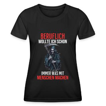 Professionnellement, j’ai toujours voulu - Grim Reaper - T-shirt sport Femme - noir - Devant - AI Model Female 172 light (172cm)