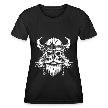 Wikinger Totenkopf Valhalla - Frauen Funktions-T-Shirt - Schwarz - Vorne - AI Model Female 172 light (172cm)