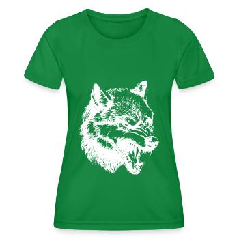 Wolf Kopf - Frauen Funktions-T-Shirt - Kelly Green - Vorne - AI Model Female 172 dark (172cm)