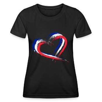 Drapeau coeur couleurs drapeau bannière france - T-shirt sport Femme - noir - Devant - AI Model Female 172 light (172cm)