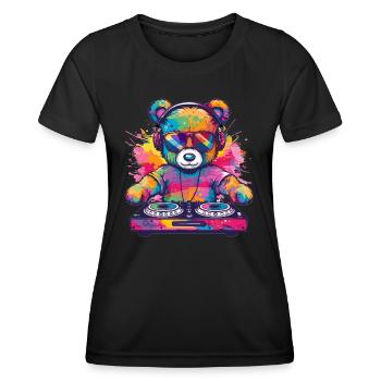 Bunter DJ Teddy - Frauen Funktions-T-Shirt - Schwarz - Vorne - AI Model Female 172 light (172cm)
