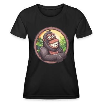 Lachender Gorilla Dschungel - Frauen Funktions-T-Shirt - Schwarz - Vorne - AI Model Female 172 light (172cm)
