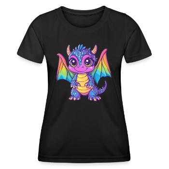 Bunter Baby-Drache - Frauen Funktions-T-Shirt - Schwarz - Vorne - AI Model Female 172 light (172cm)