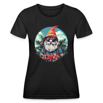 Tropischer Gartenzwerg mit Sonnenbrille - Frauen Funktions-T-Shirt - Schwarz - Vorne - AI Model Female 172 light (172cm)