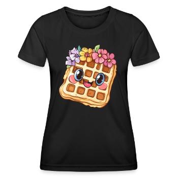 Waffle with flowers - Women's Functional T-Shirt - black - Front - AI Model Female 172 light (172cm)