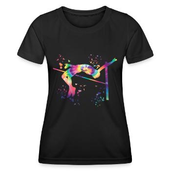 Saut en hauteur Aquarelle Saut en hauteur - T-shirt sport Femme - noir - Devant - AI Model Female 172 light (172cm)