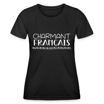 Charmant français - T-shirt sport Femme - noir - Devant - AI Model Female 172 light (172cm)