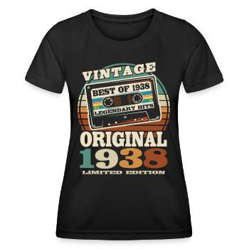 85 years old - birthday 1938 - born in 1938 - Women's Functional T-Shirt - black - Front - AI Model Female 172 light (172cm)