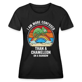 Ich Bin Verwirrter Als Ein Chamäleon - Frauen Funktions-T-Shirt - Schwarz - Vorne - AI Model Female 172 light (172cm)