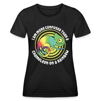 Ich Bin Verwirrter Als Ein Chamäleon - Frauen Funktions-T-Shirt - Schwarz - Vorne - AI Model Female 172 light (172cm)