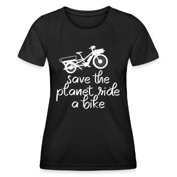 Save The Planet Cargo Bike Cargo Bike - Women's Functional T-Shirt - black - Front - AI Model Female 172 light (172cm)