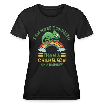 Ich Bin Verwirrter Als Ein Chamäleon - Frauen Funktions-T-Shirt - Schwarz - Vorne - AI Model Female 172 light (172cm)
