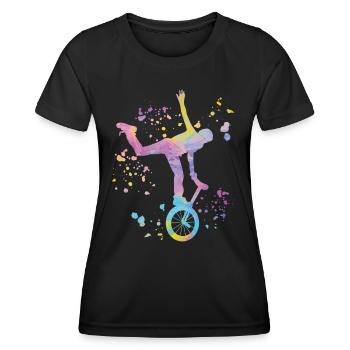 Unicycliste monocycle monocycle - T-shirt sport Femme - noir - Devant - AI Model Female 172 light (172cm)