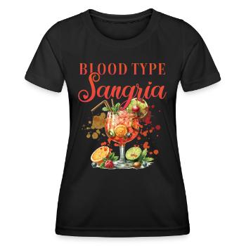 Cocktail Barman Groupe Sanguin Sangria - T-shirt sport Femme - noir - Devant - AI Model Female 172 light (172cm)