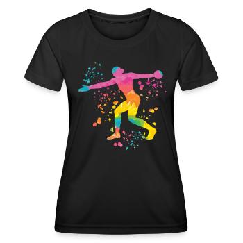 Diskuswerfer Colorsplash Diskuswurf - Frauen Funktions-T-Shirt - Schwarz - Vorne - AI Model Female 172 light (172cm)