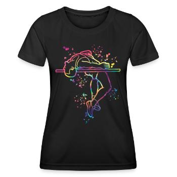 Saut en hauteur Aquarelle Saut en hauteur - T-shirt sport Femme - noir - Devant - AI Model Female 172 light (172cm)