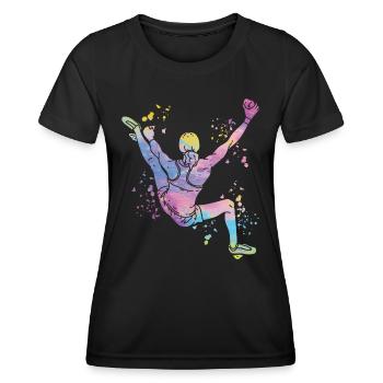 Boulderer Colorsplash Boulder Bouldern - Frauen Funktions-T-Shirt - Schwarz - Vorne - AI Model Female 172 light (172cm)