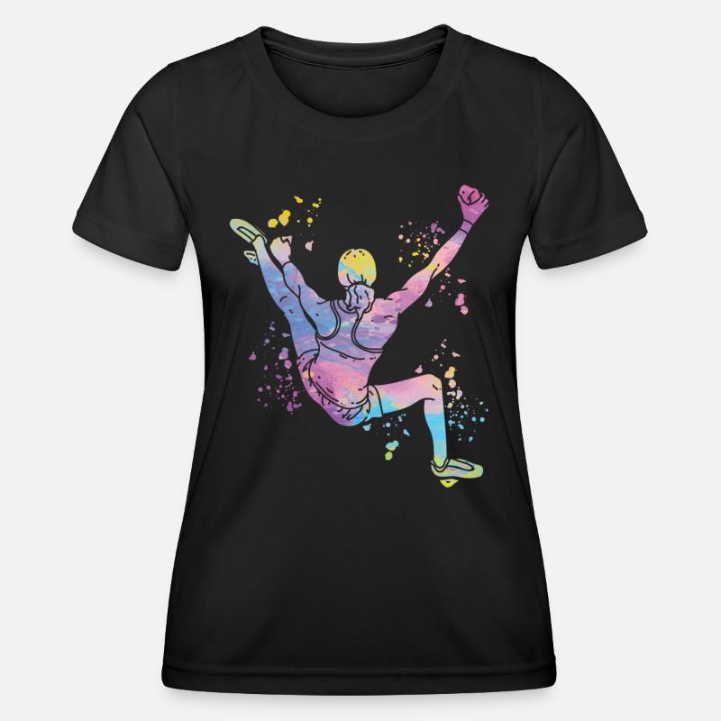 Boulderer Colorsplash Boulder Bouldern - Frauen Funktions-T-Shirt - Schwarz