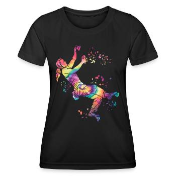 Boulderer Colorsplash Boulder Bouldering - Women's Functional T-Shirt - black - Front - AI Model Female 172 light (172cm)