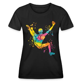 Boulderer Colorsplash Boulder Bouldern - Frauen Funktions-T-Shirt - Schwarz - Vorne - AI Model Female 172 light (172cm)