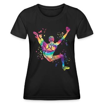 Boulderer Colorsplash Boulder Bouldering - Women's Functional T-Shirt - black - Front - AI Model Female 172 light (172cm)