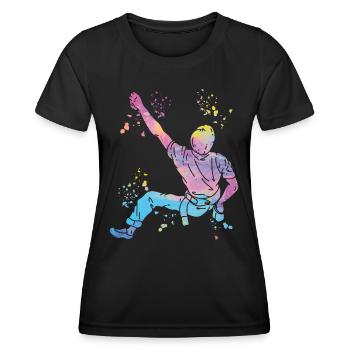 Boulderer Colorsplash Boulder Bouldern - Frauen Funktions-T-Shirt - Schwarz - Vorne - AI Model Female 172 light (172cm)