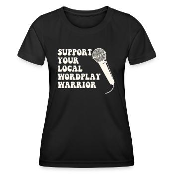 Poetry Slam Wortspiel Krieger Slam Poetry - Frauen Funktions-T-Shirt - Schwarz - Vorne - AI Model Female 172 light (172cm)