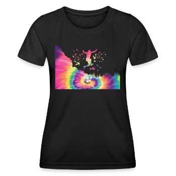 Trail Runner Cross Trail Bergläufer - Frauen Funktions-T-Shirt - Schwarz - Vorne - AI Model Female 172 light (172cm)