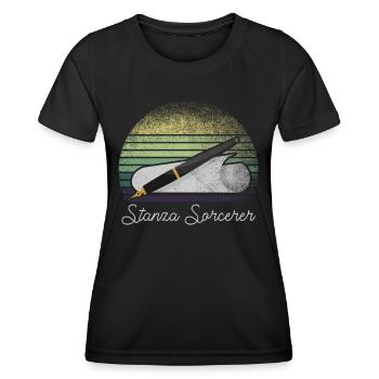 Poetry Slam Stanza Sorcerer Slam Poesie - Women's Functional T-Shirt - black - Front - AI Model Female 172 light (172cm)