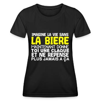 imagine la vie sans la bière, humour, alcool !! - T-shirt sport Femme - noir - Devant - AI Model Female 172 light (172cm)