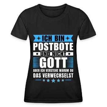 Ich bin Postbote und nicht Gott - Frauen Funktions-T-Shirt - Schwarz - Vorne - AI Model Female 172 light (172cm)