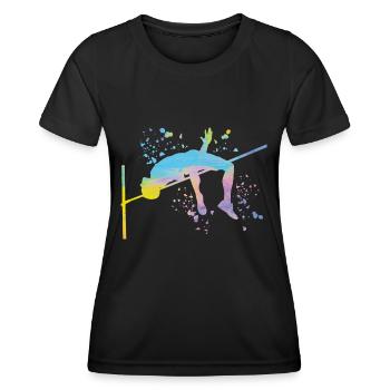 Saut en hauteur Aquarelle Saut en hauteur - T-shirt sport Femme - noir - Devant - AI Model Female 172 light (172cm)