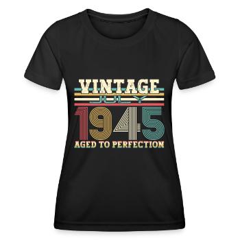 Millésime Juillet 1945 77ème anniversaire Hommes 77 ans - T-shirt sport Femme - noir - Devant - AI Model Female 172 light (172cm)