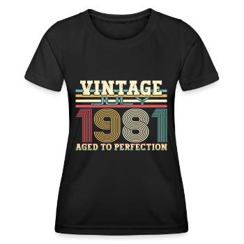 Vintage July 1981 41st birthday Men 41 years - Women's Functional T-Shirt - black - Front - AI Model Female 172 light (172cm)