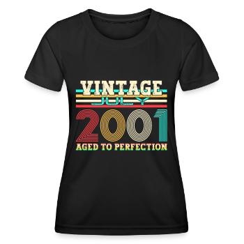 Vintage July 2001 21st birthday Men 21 years - Women's Functional T-Shirt - black - Front - AI Model Female 172 light (172cm)
