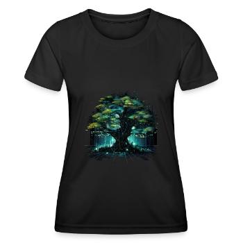 Lebensbaum Mit Technik - Frauen Funktions-T-Shirt - Schwarz - Vorne - AI Model Female 172 light (172cm)