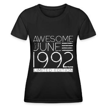 Juni 1992 Vintage Jahrgang Geburtstag Geschenk - Frauen Funktions-T-Shirt - Schwarz - Vorne - AI Model Female 172 light (172cm)